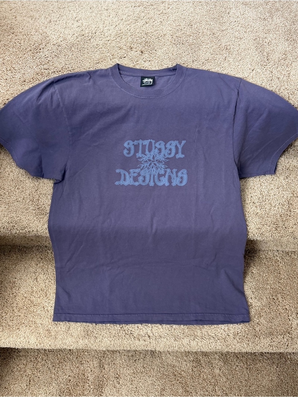 Stussy Purple Short Sleeve Tee with Blue Logo
